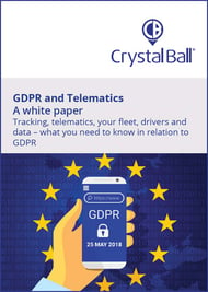 The title page of the Crystal Ball GDPR & Telematics White Paper guide.